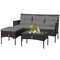 Costway 3PCS Patio Rattan Furniture Set 3-Seat Sofa Cushioned Table Garden Turqouise/Grey/Off White/Navy